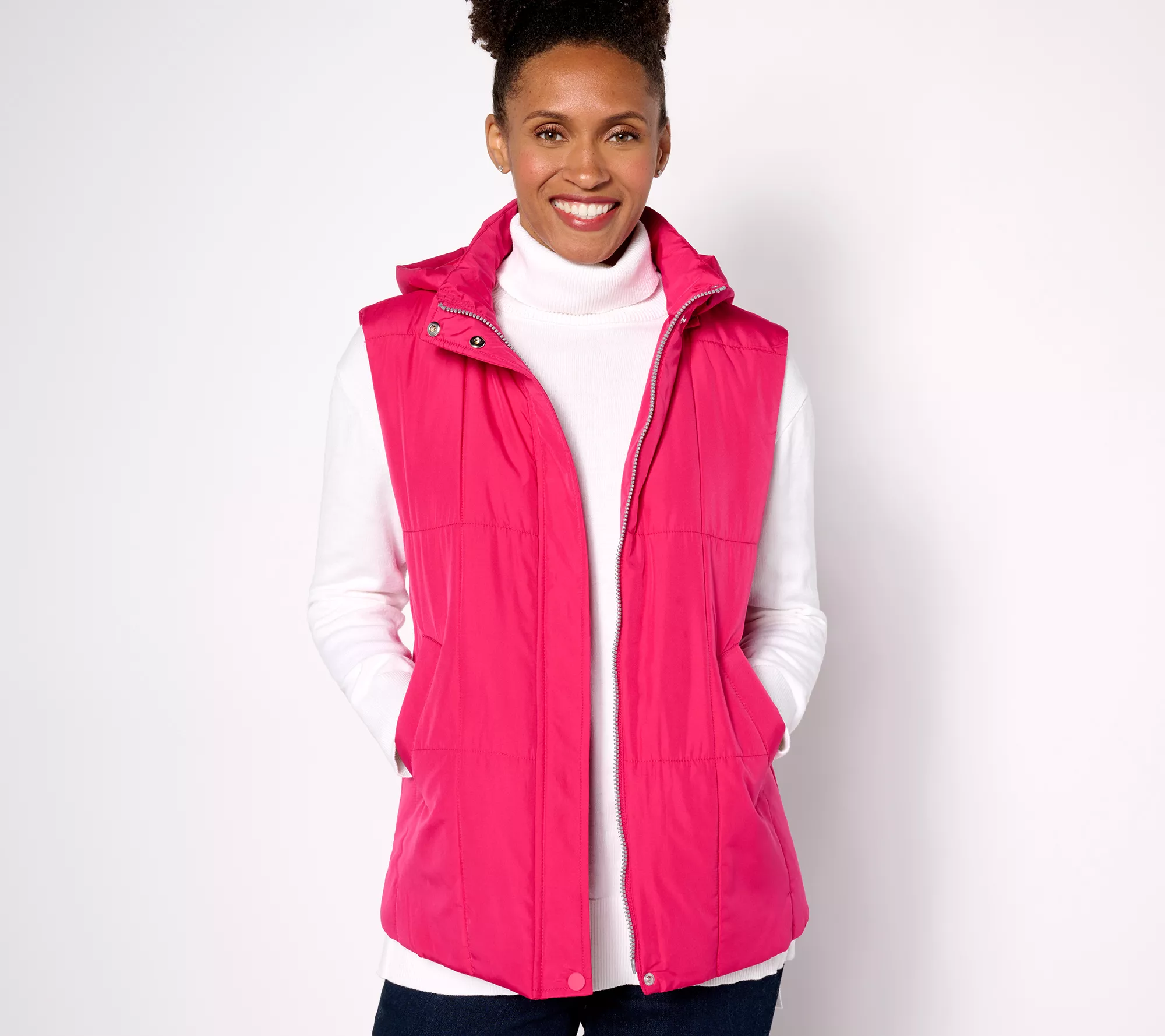 "As Is" Susan Graver Weekend Printed or Solid Woven Quilted Vest