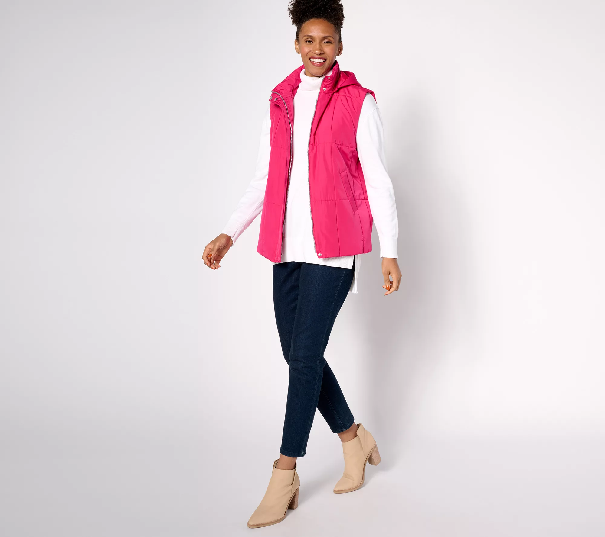 "As Is" Susan Graver Weekend Printed or Solid Woven Quilted Vest