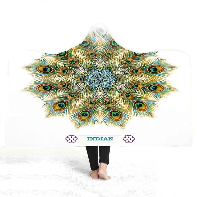 3D peacock Hooded Blanket