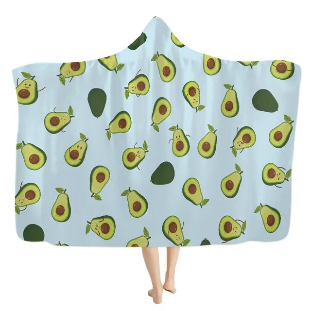 3D Printed Fluffy Hooded Cartoon Avocado Wearable Blanket