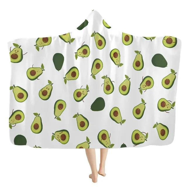 3D Printed Fluffy Hooded Cartoon Avocado Wearable Blanket