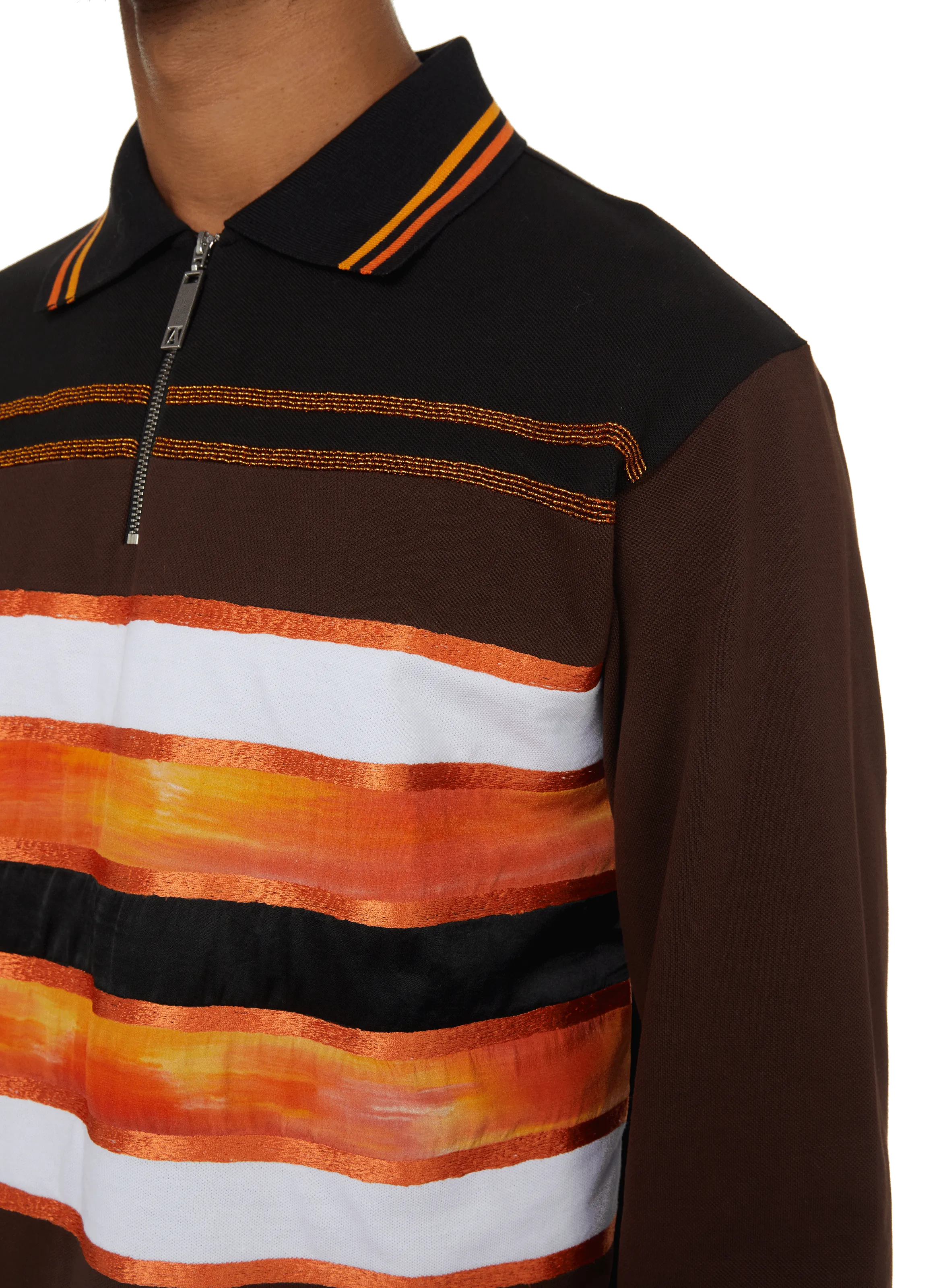 AHLUWALIA  Patterned polo shirt - Brown