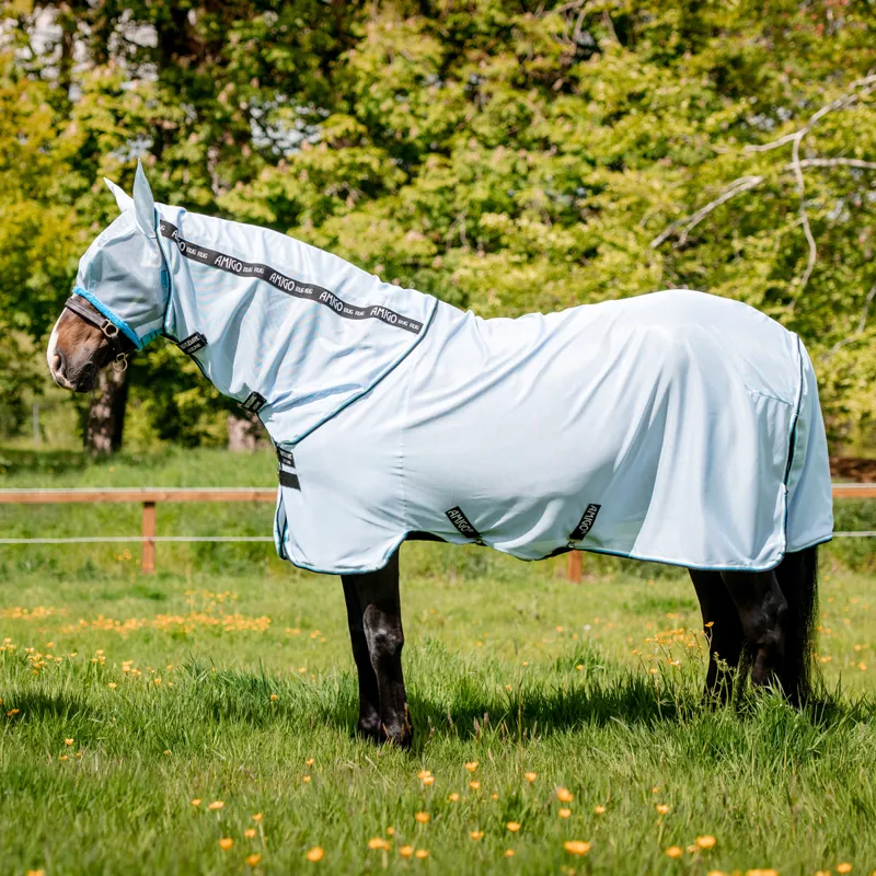 Amigo Bug Rug Detach-A-Neck Fly Sheet - Azure Blue/Black/White