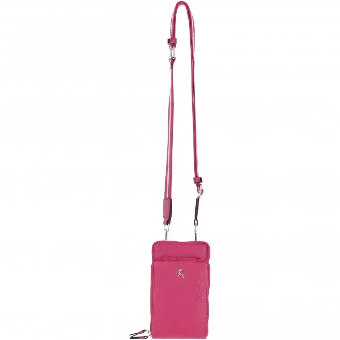 Ashwood Leather Luxury Crossbody Phone Bag Design-X Pink: X-31