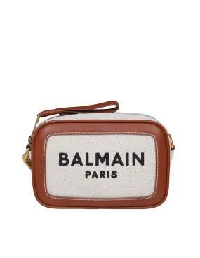 BALMAIN B-ARMY CAMERA CASE BAG IN CANVAS NATURAL COLOR