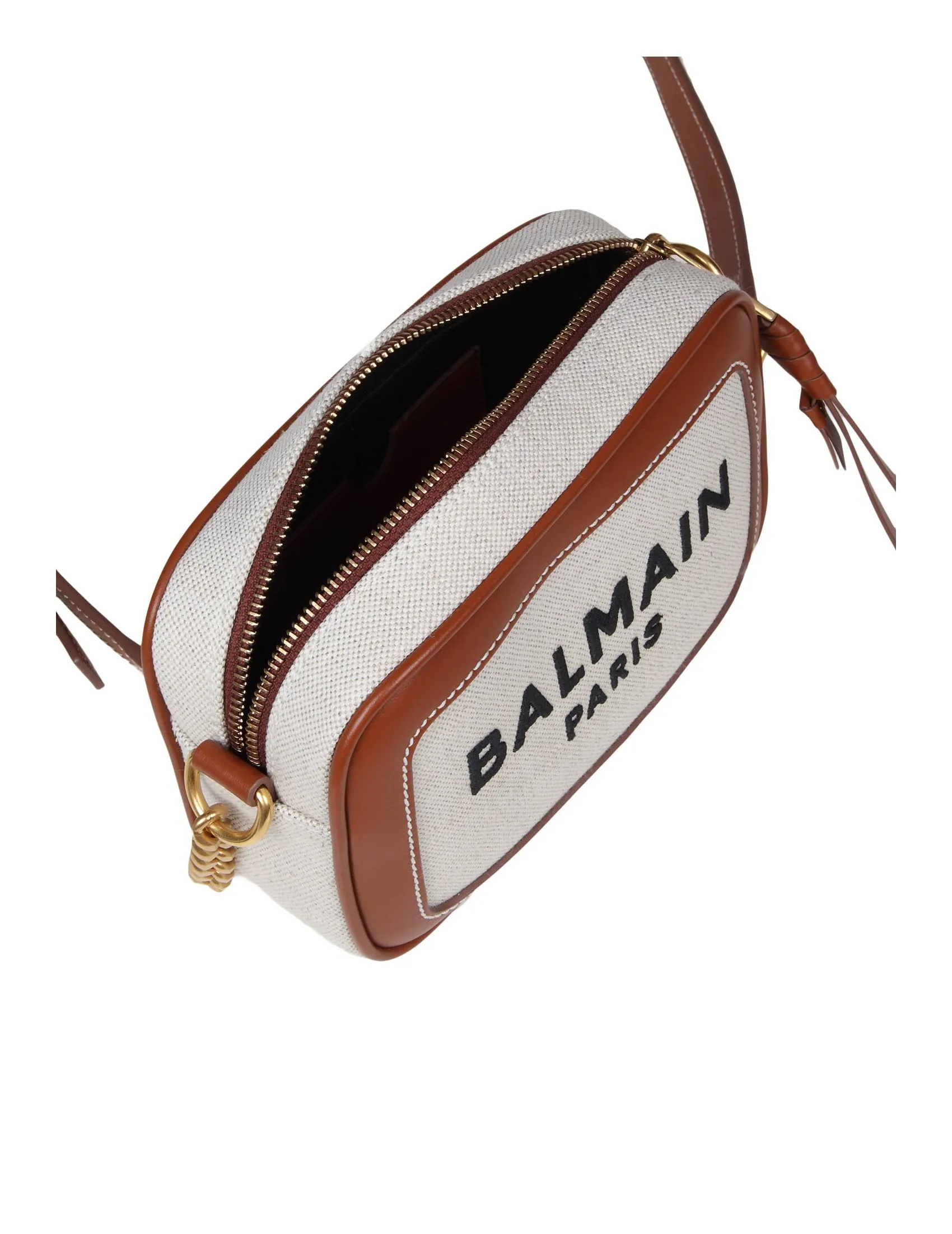 BALMAIN B-ARMY CAMERA CASE BAG IN CANVAS NATURAL COLOR