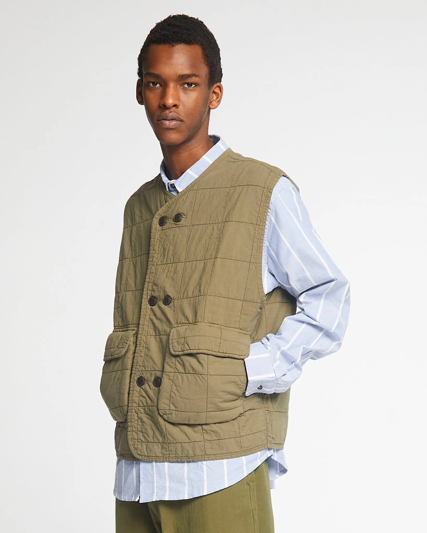 Battle Vest Cotton Quilt Dusty Green