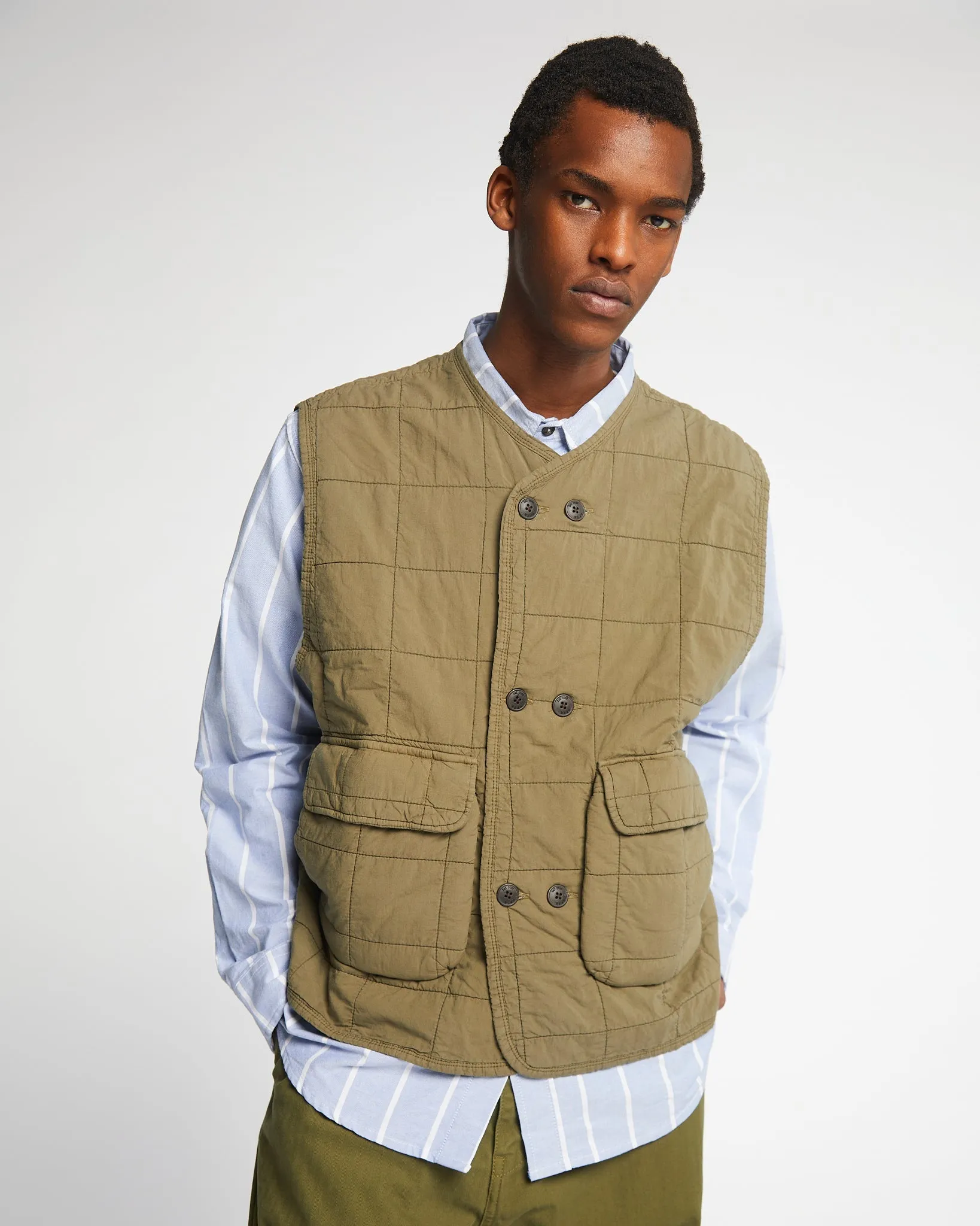 Battle Vest Cotton Quilt Dusty Green