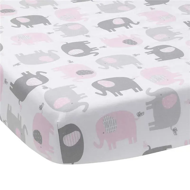 Bedtime Originals Eloise Fitted Crib Sheet, White/Grey/Pink