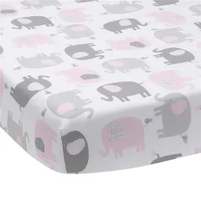 Bedtime Originals Eloise Fitted Crib Sheet, White/Grey/Pink