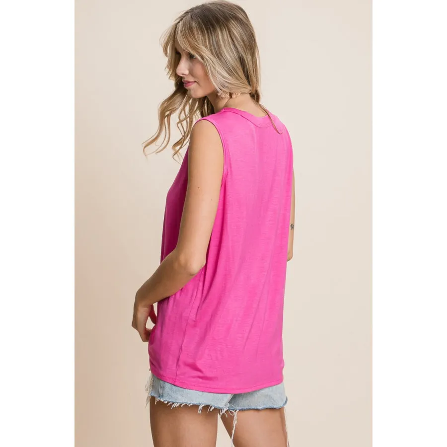 BiBi Cutout Round Neck Sleeveless Top