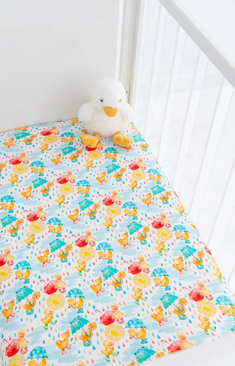 Birdie Bean Puddles Bamboo Viscose Crib Sheet