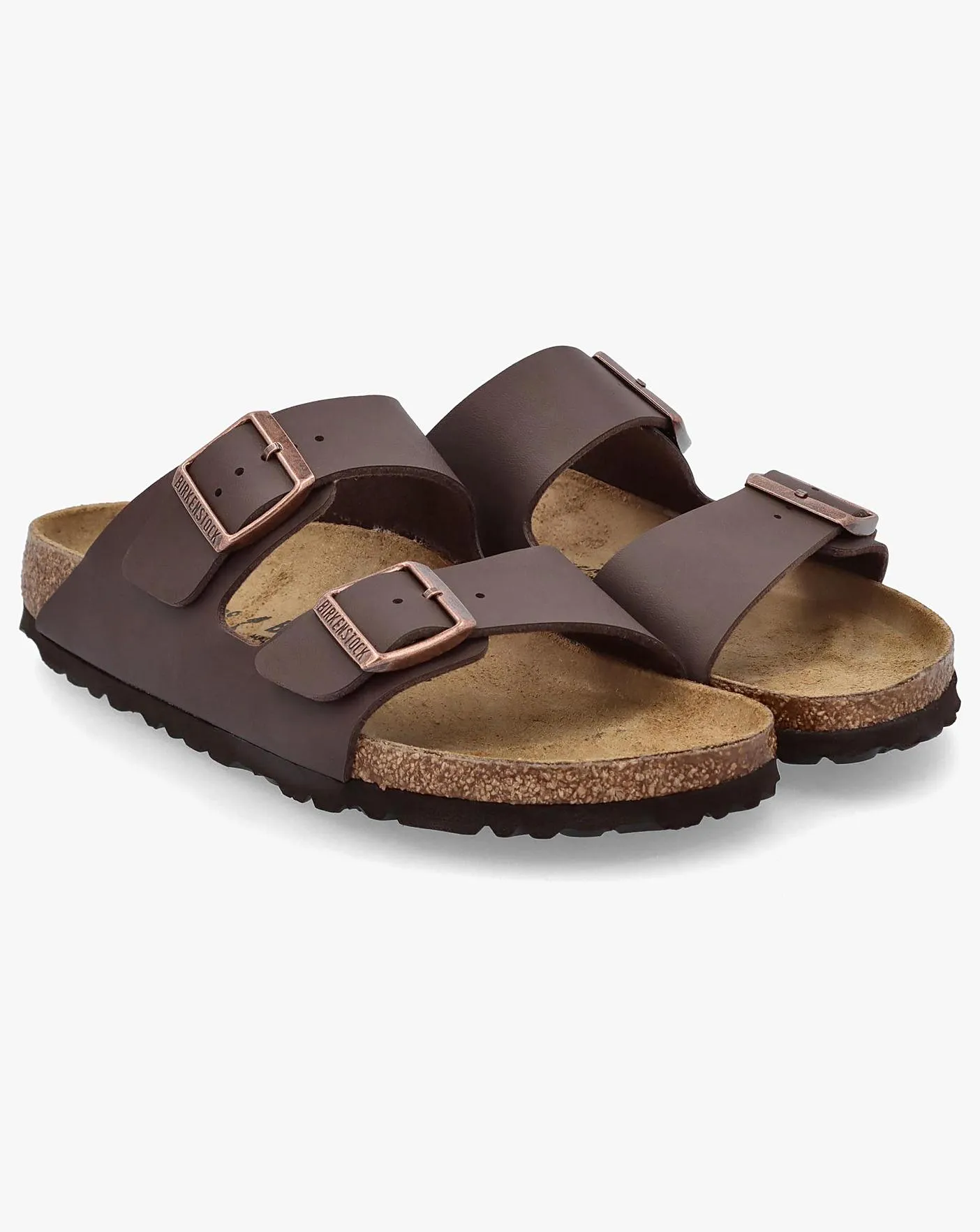 Birkenstock Arizona Birko-Flor Dark Brown Two Bar Mules Narrow Width