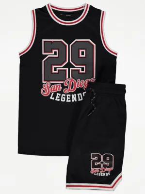 Black San Diego Legends Basketball Vest and Shorts Outfit | Kids | George at ASDA