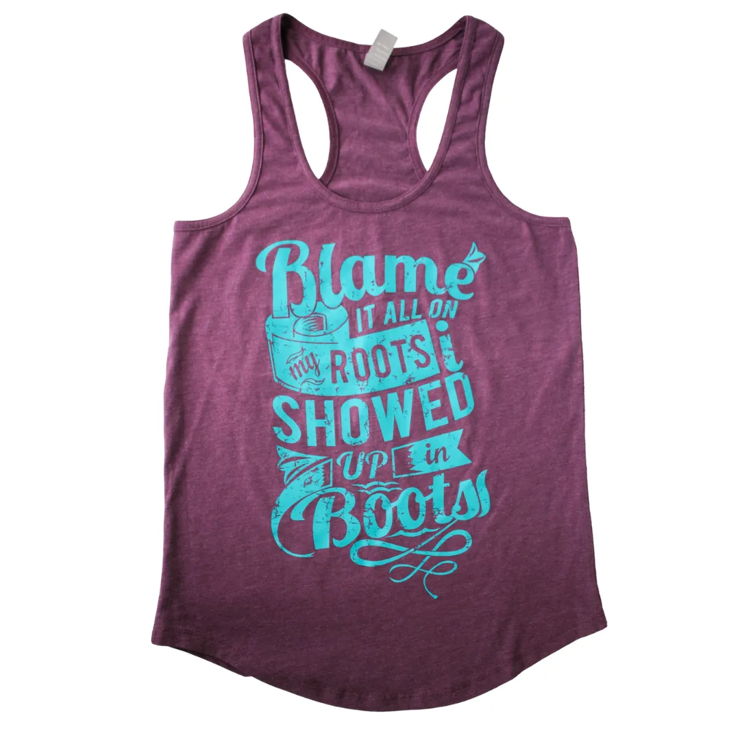 BLAME IT ON MY ROOTS- PURPLE TANK