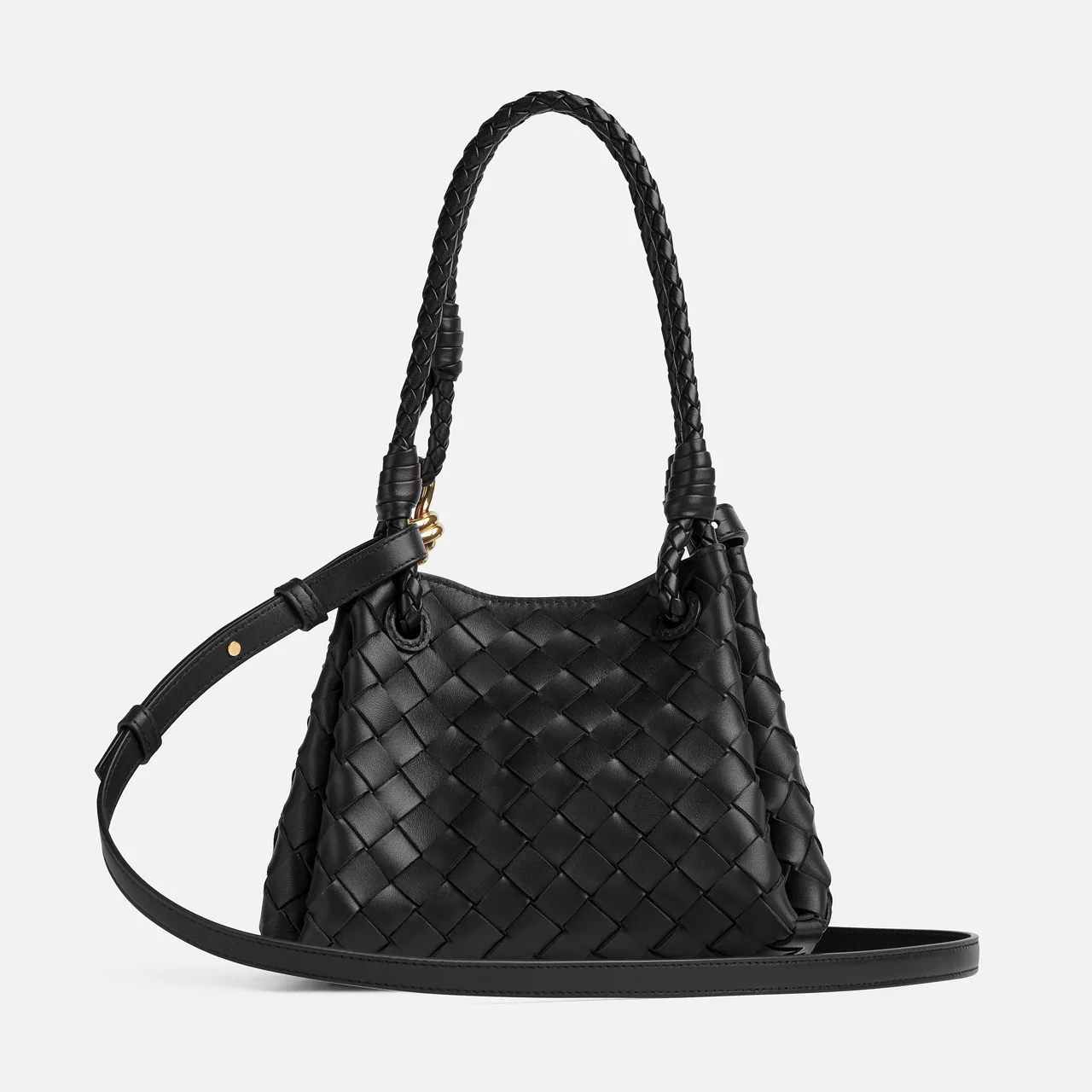 BOTTEGA VENETA Small Parachute Shoulder Bag - BLACK-M BRASS