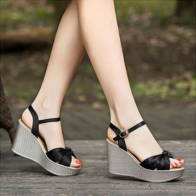 Bow Wedge Sandals