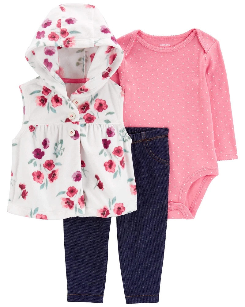 Carter's / OshKosh Baby 3-Piece Floral Hooded Vest Set