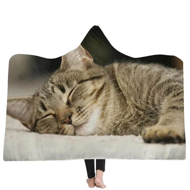 Cat and Dog Hooded Blanket