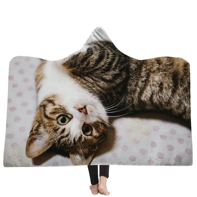 Cat and Dog Hooded Blanket