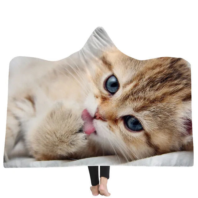 Cat and Dog Hooded Blanket