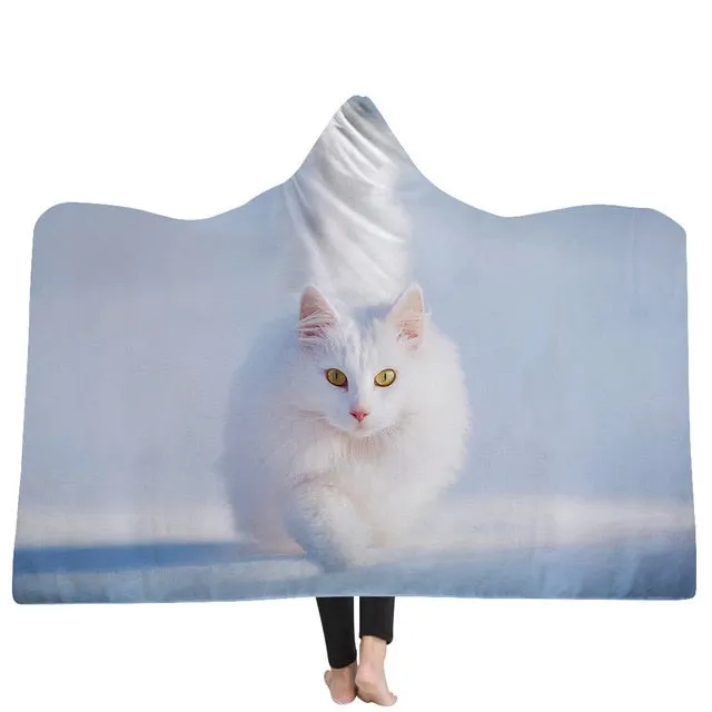 Cat and Dog Hooded Blanket