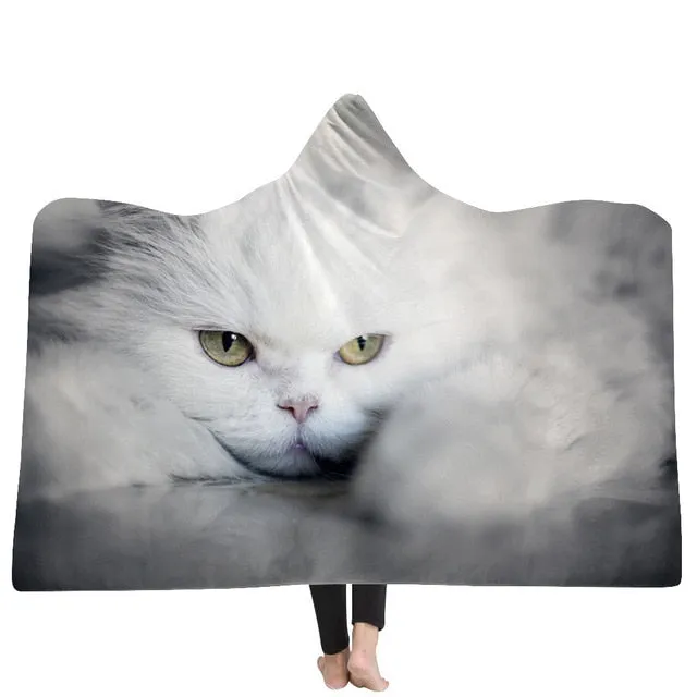 Cat and Dog Hooded Blanket