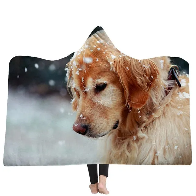 Cat and Dog Hooded Blanket