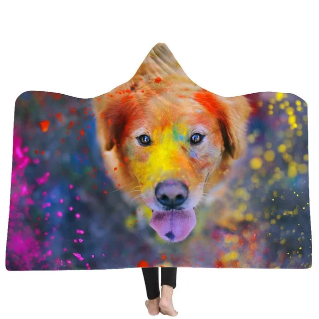 Cat and Dog Hooded Blanket