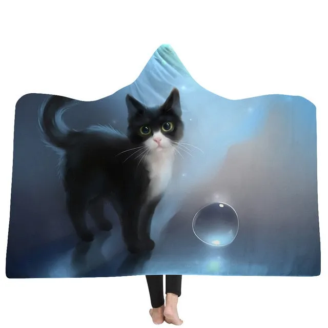 Cat and Dog Hooded Blanket