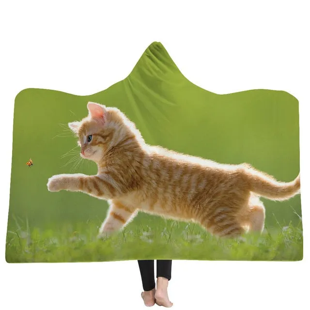 Cat and Dog Hooded Blanket