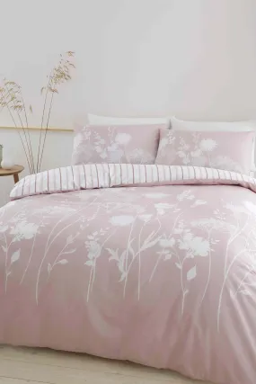 Catherine Lansfield Blush Pink Meadowsweet Floral Reversible Duvet Cover Set