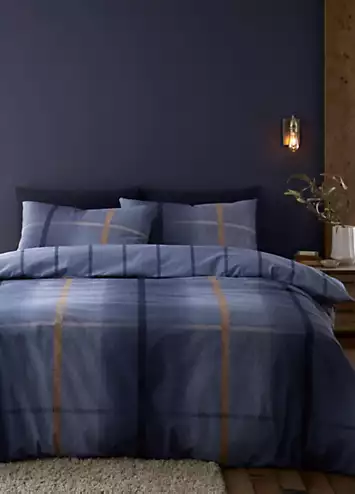 Catherine Lansfield Melrose Blue Brushed Cotton Duvet Cover Set | Kaleidoscope