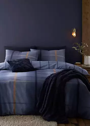 Catherine Lansfield Melrose Blue Brushed Cotton Duvet Cover Set | Kaleidoscope