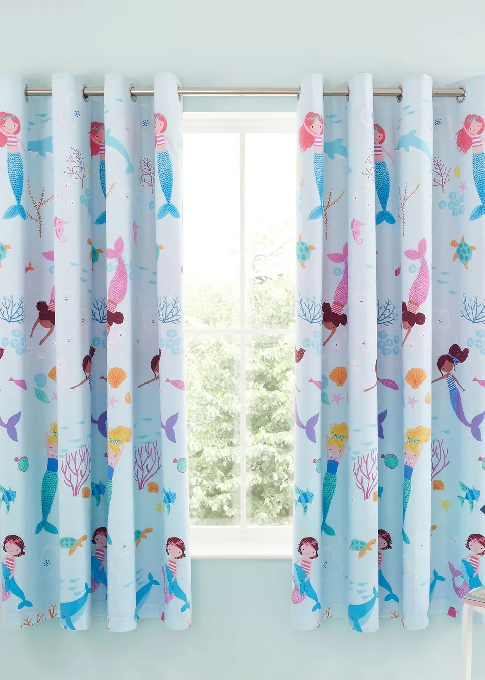 Catherine Lansfield Mermaid Fully Reversible Curtains