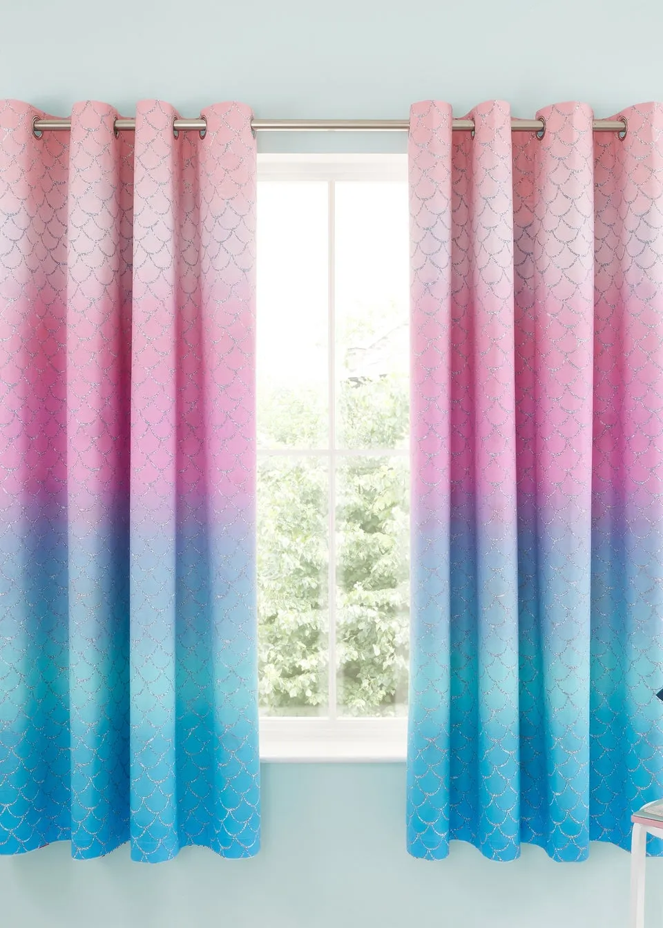 Catherine Lansfield Mermaid Fully Reversible Curtains