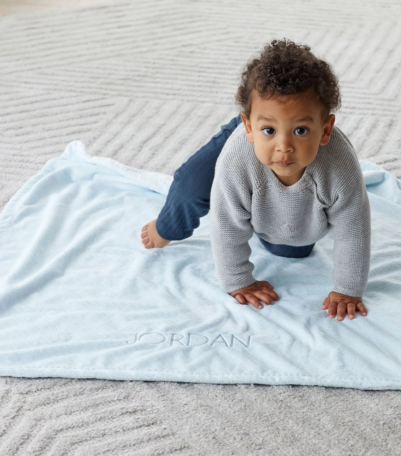 Chamois Baby Blanket - Light Blue