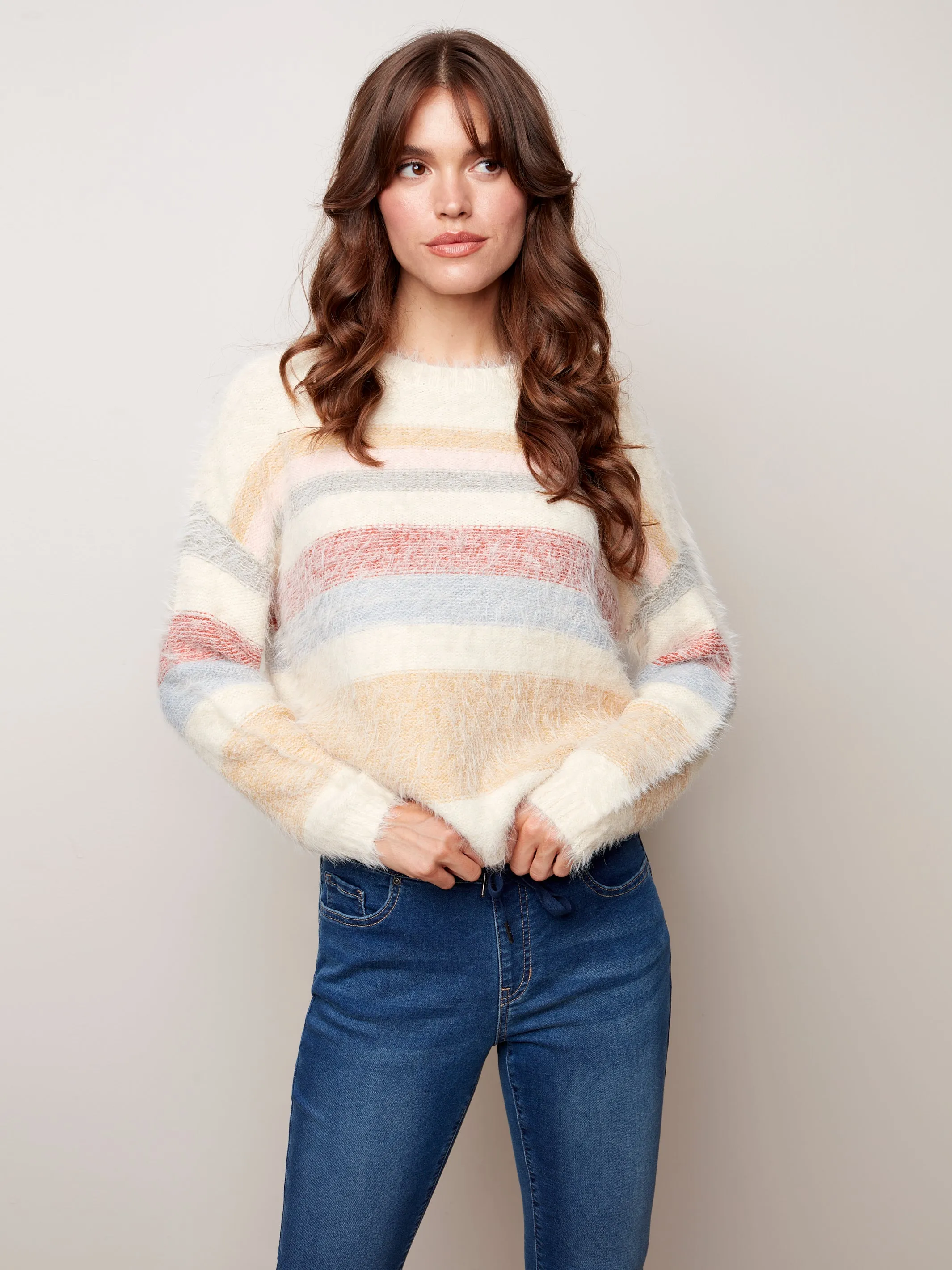 Charlie B Stripe Hairy Yam Sweater