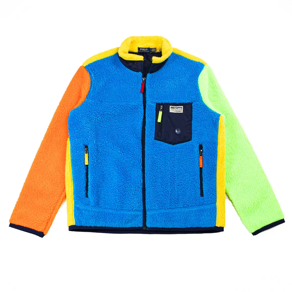 Color-Blocked Pile Fleece Jacket (Blaze Ocean Multi)