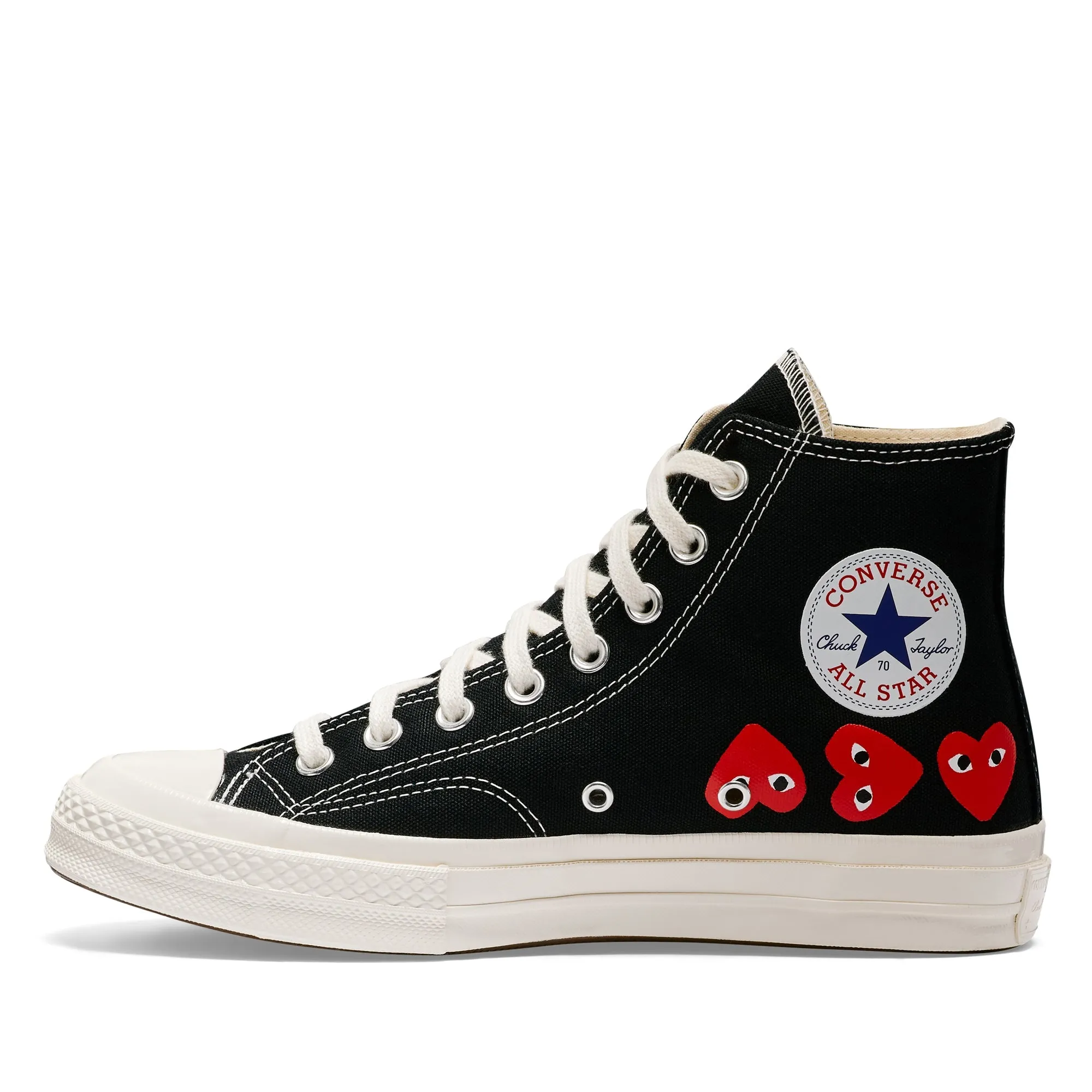 Comme des Garons PLAY Multi Red Heart Chuck Taylor All Star '70 High Sneakers - Black - AZ-K127-001-1