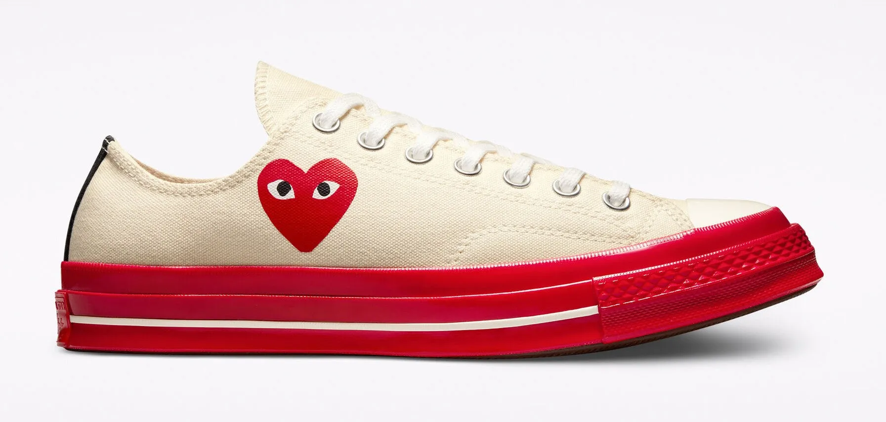 Converse Chuck Taylor All-Star 70 Ox Comme des Garcons PLAY Egret Red Midsole