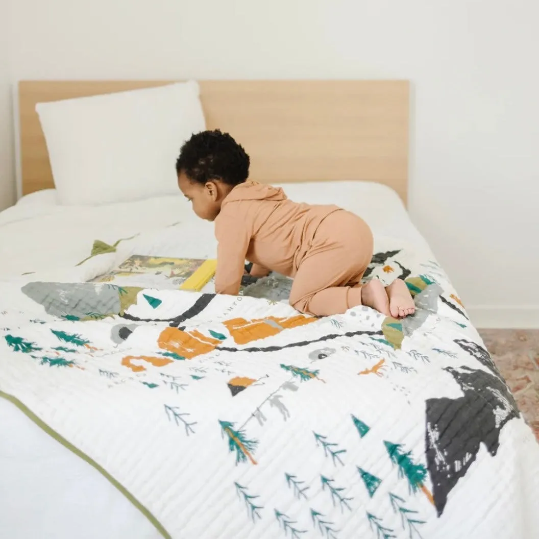 Cotton Muslin Reversible Throw Blanket - Large