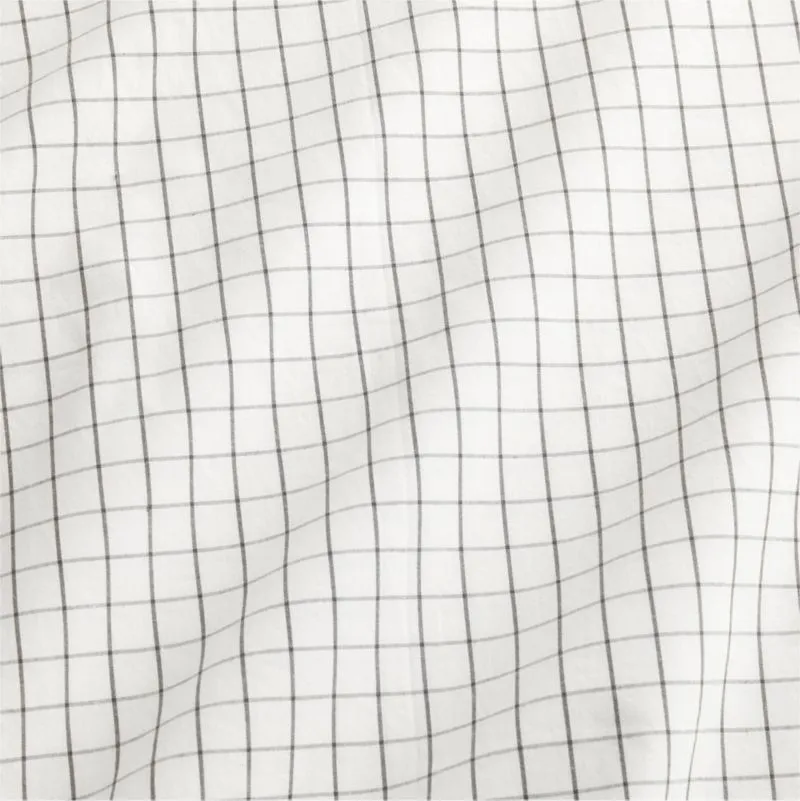 Crate&Barrel Stax Mini Grid Grey Yarn-Dyed Organic Cotton Toddler Duvet Cover