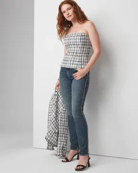 Curvy Mid-Rise Everyday Soft Denim Studded Girlfriend Jeans