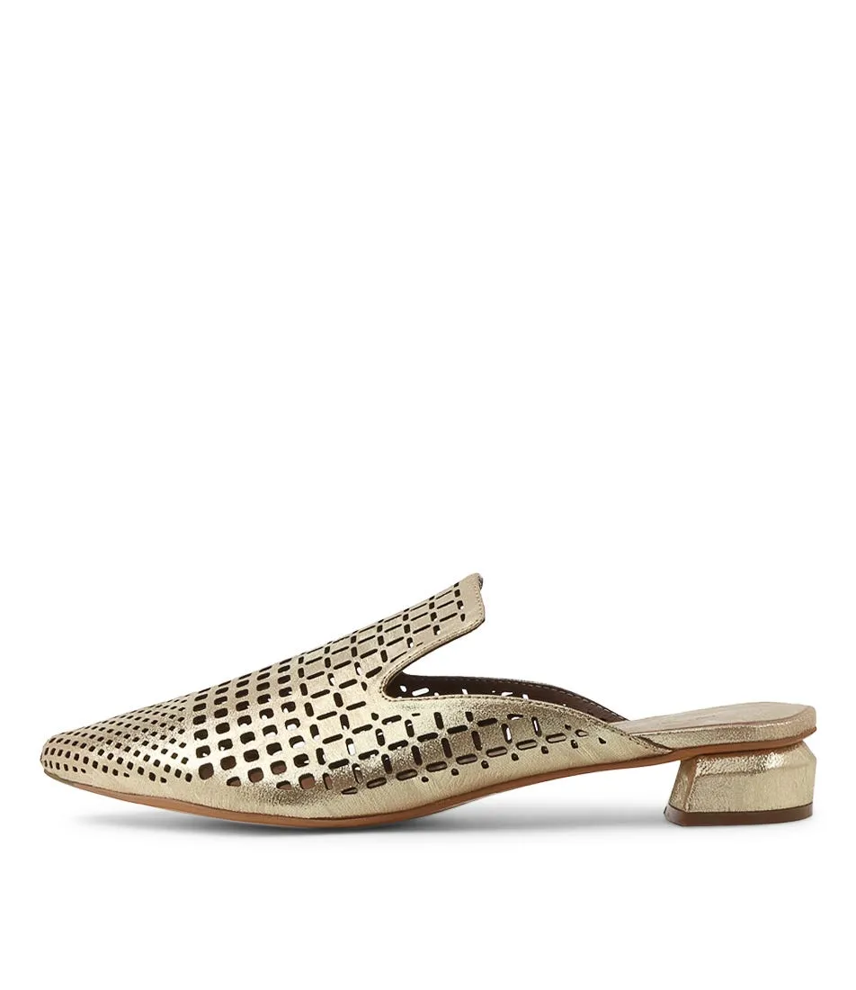 DJANGO & JULIETTE Flan Old Gold Scratch Leather Mules