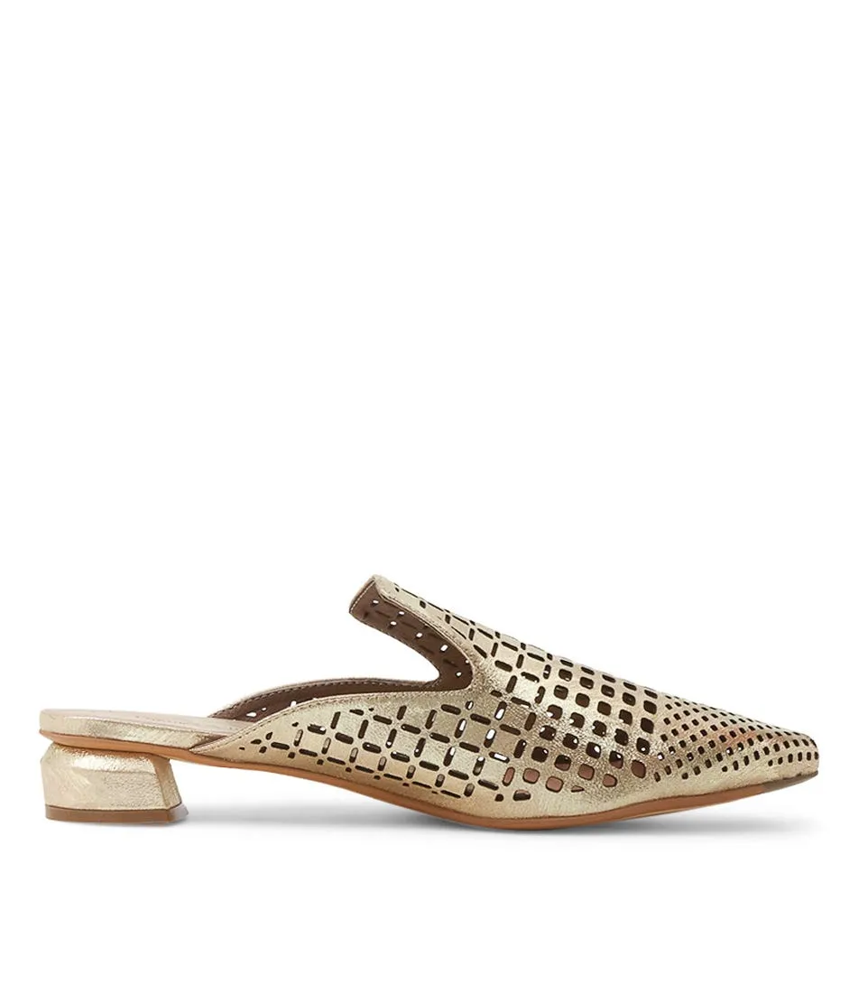 DJANGO & JULIETTE Flan Old Gold Scratch Leather Mules