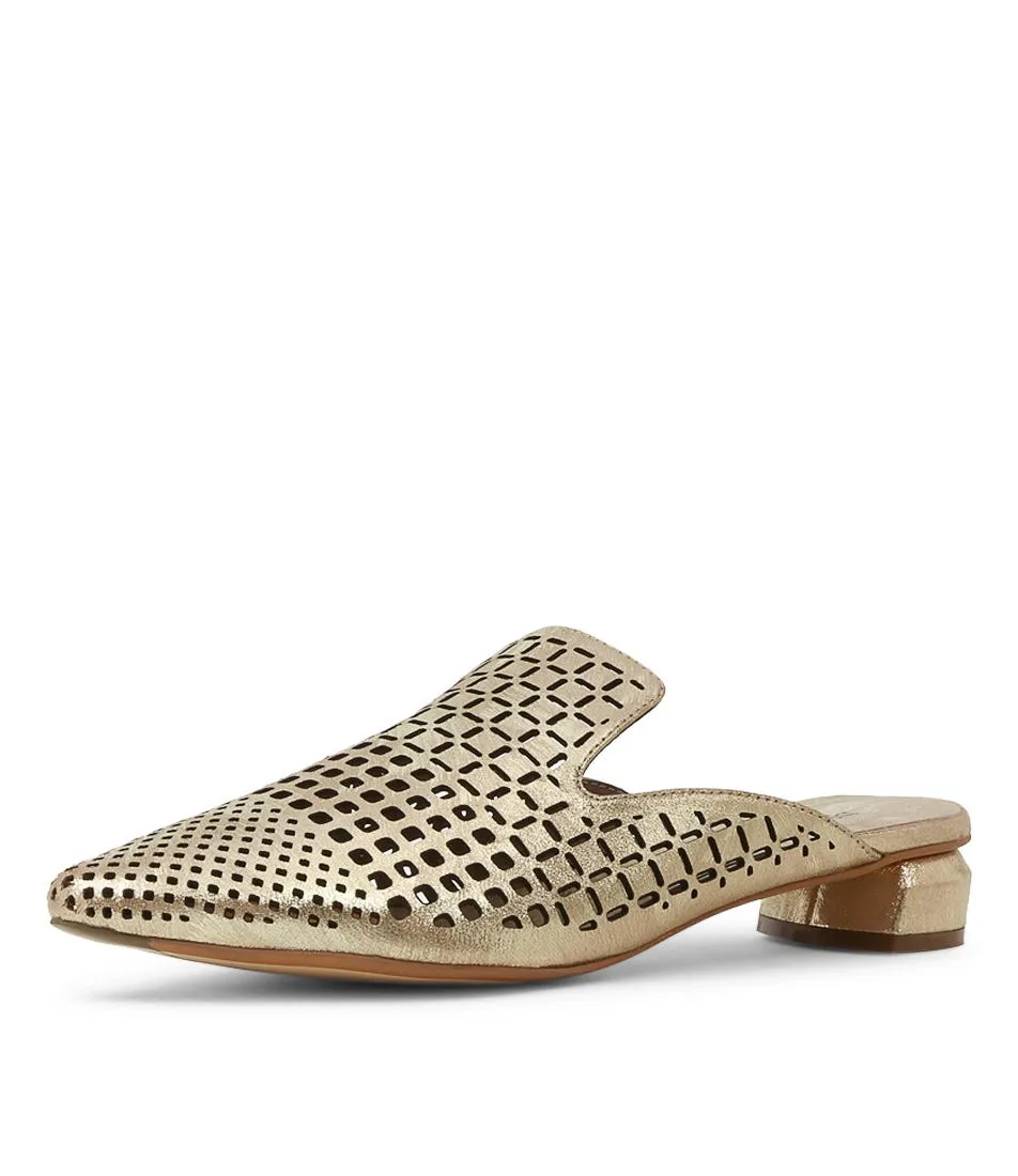 DJANGO & JULIETTE Flan Old Gold Scratch Leather Mules