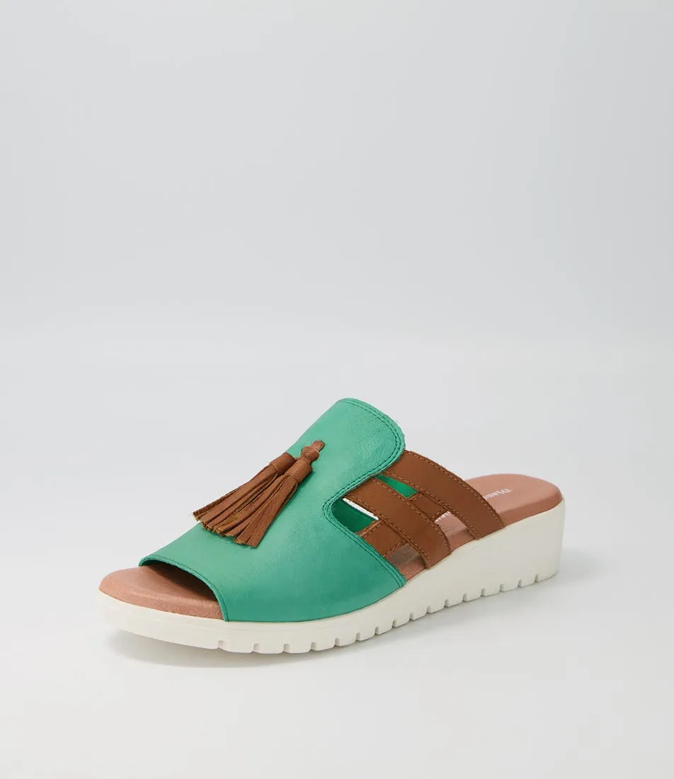 DJANGO & JULIETTE Mazzen Emerald Dark Tan Leather Mules