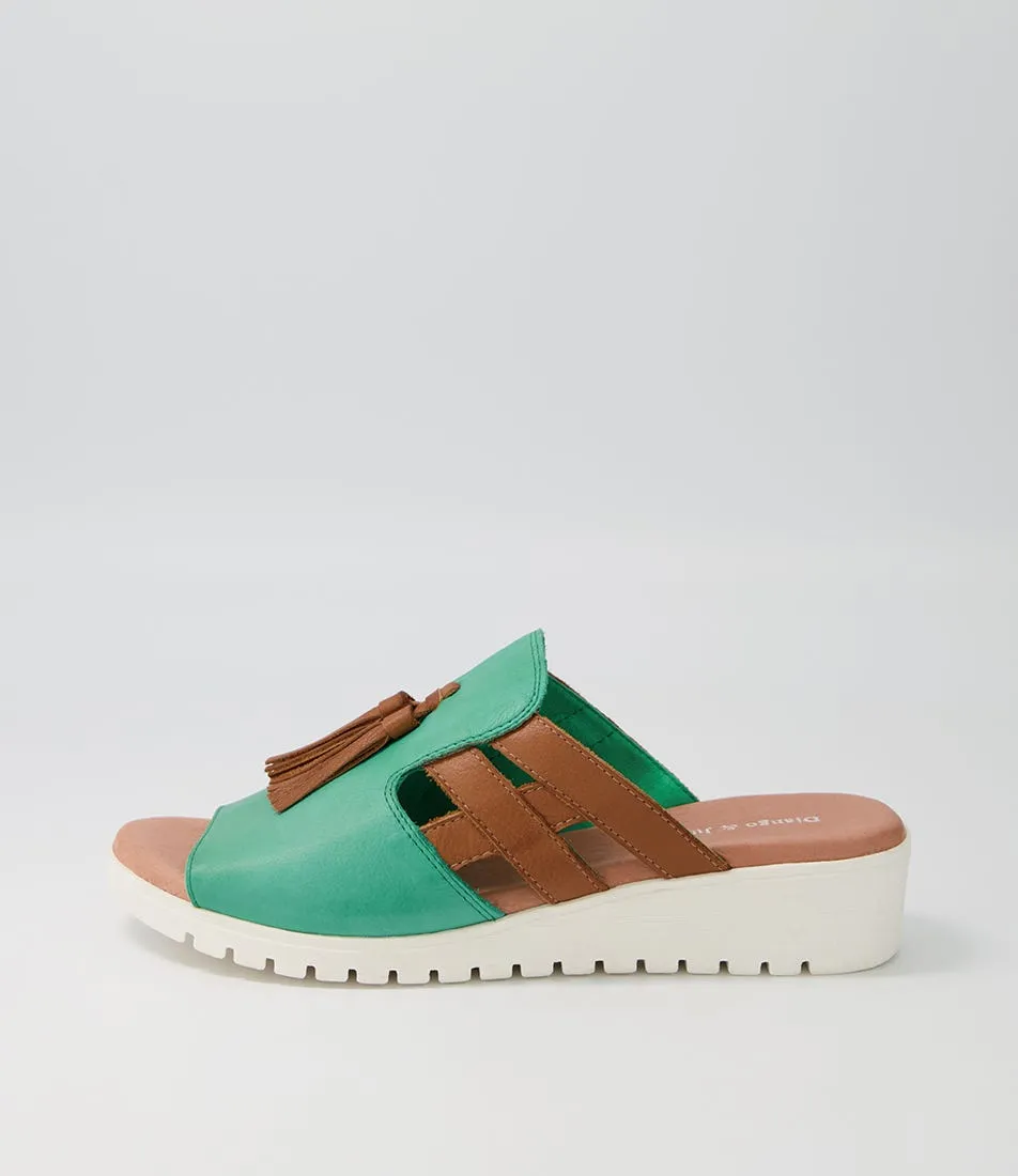 DJANGO & JULIETTE Mazzen Emerald Dark Tan Leather Mules