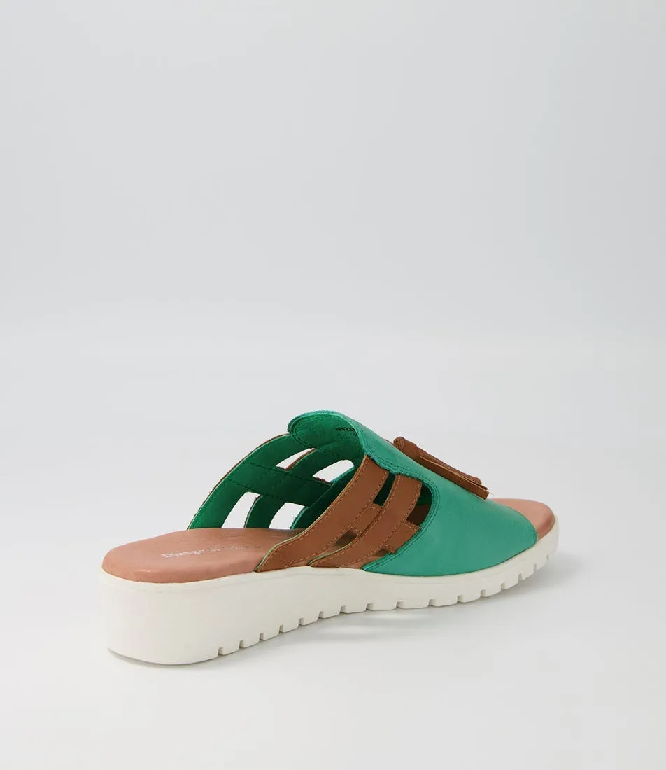 DJANGO & JULIETTE Mazzen Emerald Dark Tan Leather Mules